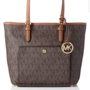 Michael Kors Jet Set Top Zip Tote Signature Brown